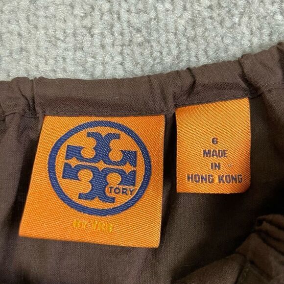 Vintage Tory Burch Women’s Size 6 Brown Long Sleeve Blouse Top Shirt Tassle - Picture 6 of 7